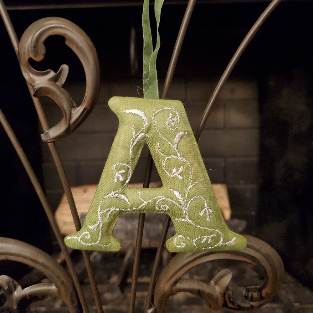Hand Embroidered Letter Ornament- "A"